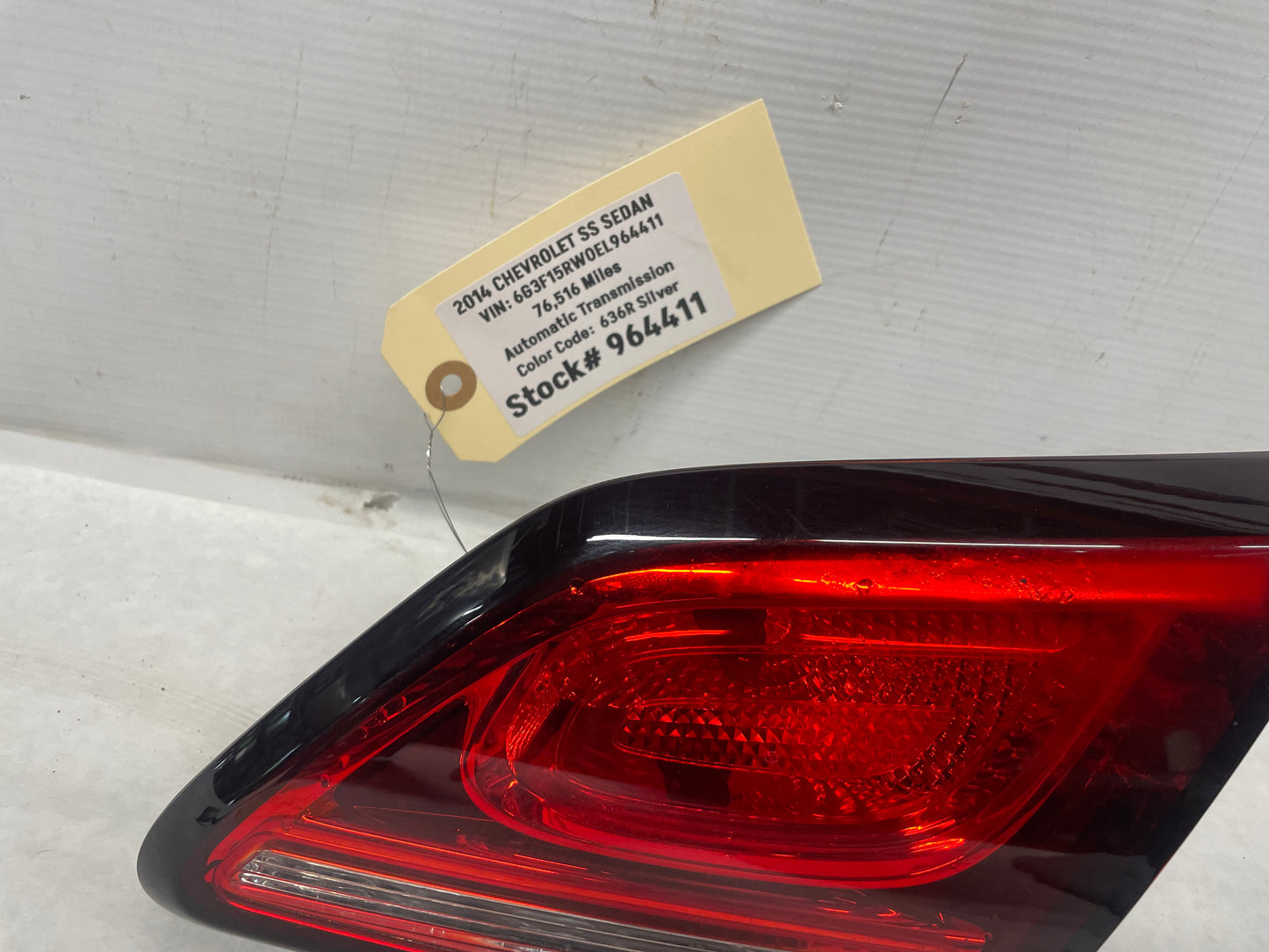2014 Chevy SS Sedan RH Passenger Inner Tail Light Taillight Lamp OEM - Day's Parts Yard