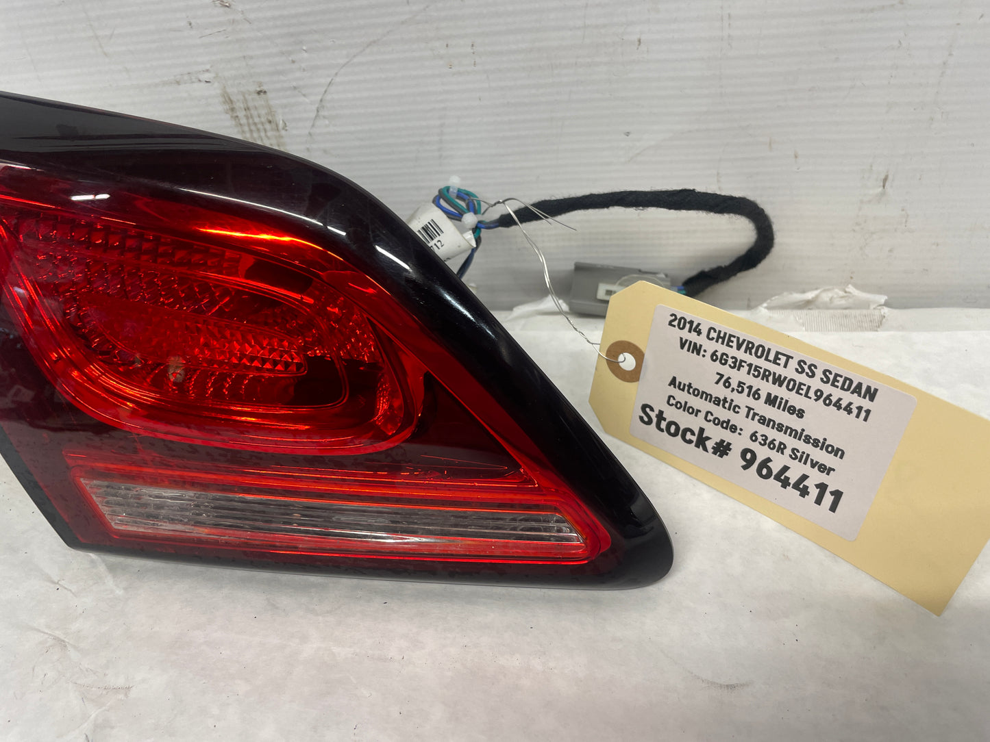 2014 Chevy SS Sedan LH Driver Inner Tail Light Taillight Lamp OEM - Day's Parts Yard