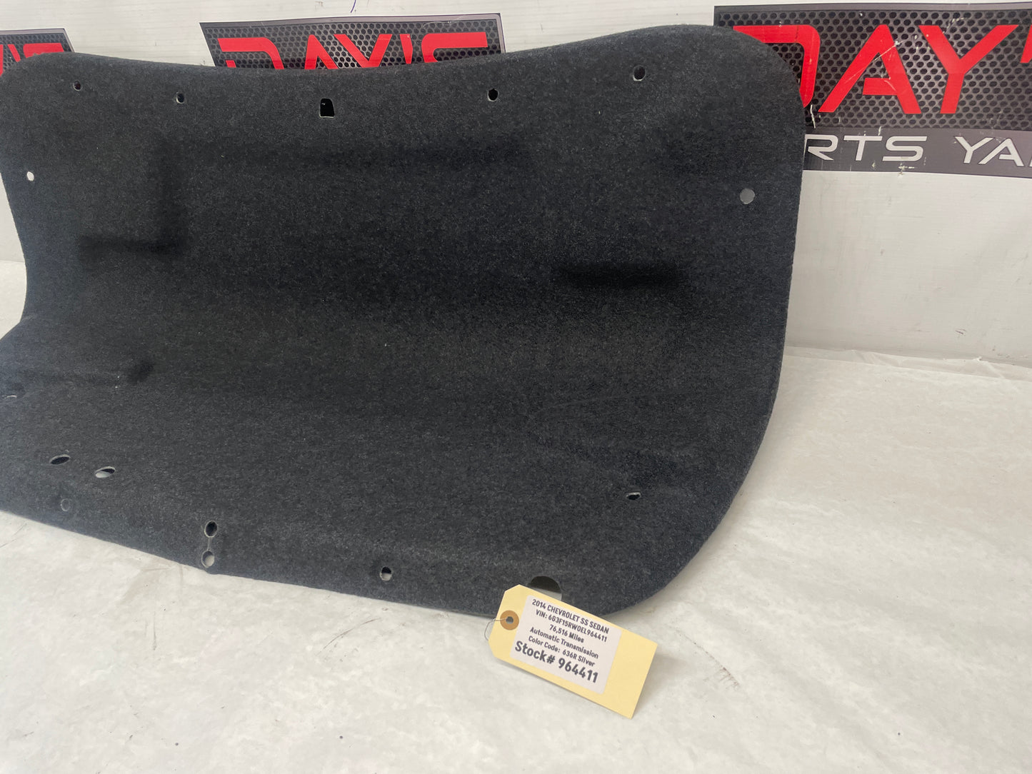 2014 Chevy SS Sedan Trunk Deck Lid Liner Carpet Felt OEM - Day's Parts Yard