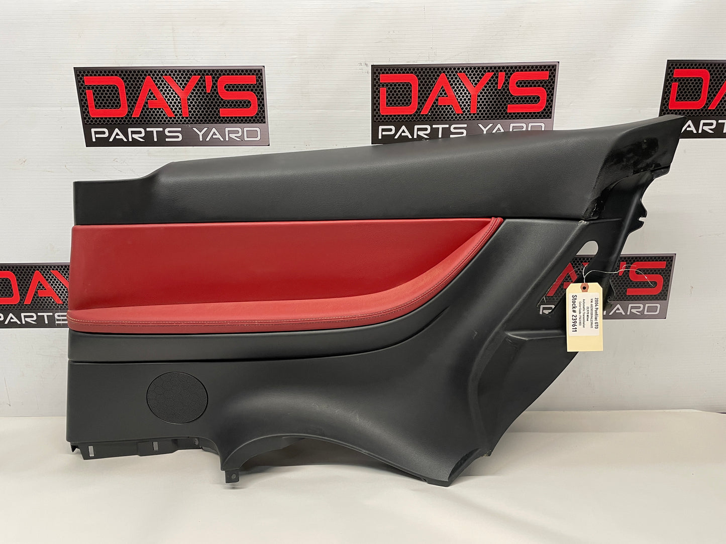 2004 Pontiac GTO RH Passenger Rear Interior Door Quarter Panel Red/Black OEM - Day's Parts Yard