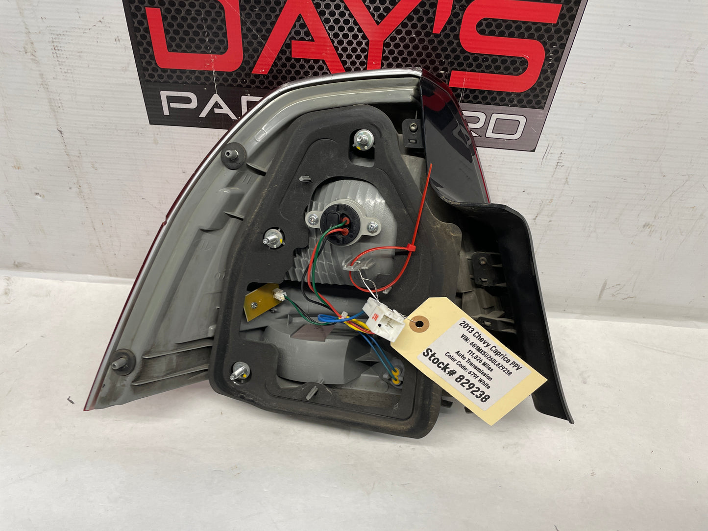 2013 Chevy Caprice PPV RH Passenger Taillight Tail Light Lamp OEM - Day's Parts Yard