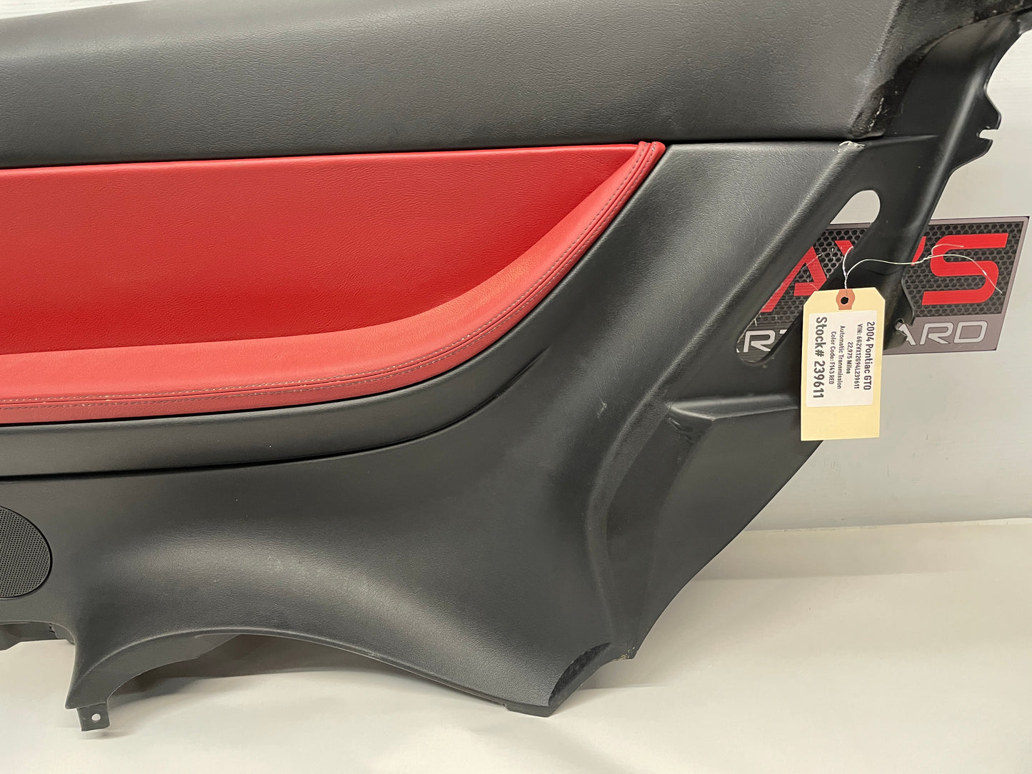 2004 Pontiac GTO RH Passenger Rear Interior Door Quarter Panel Red/Black OEM - Day's Parts Yard