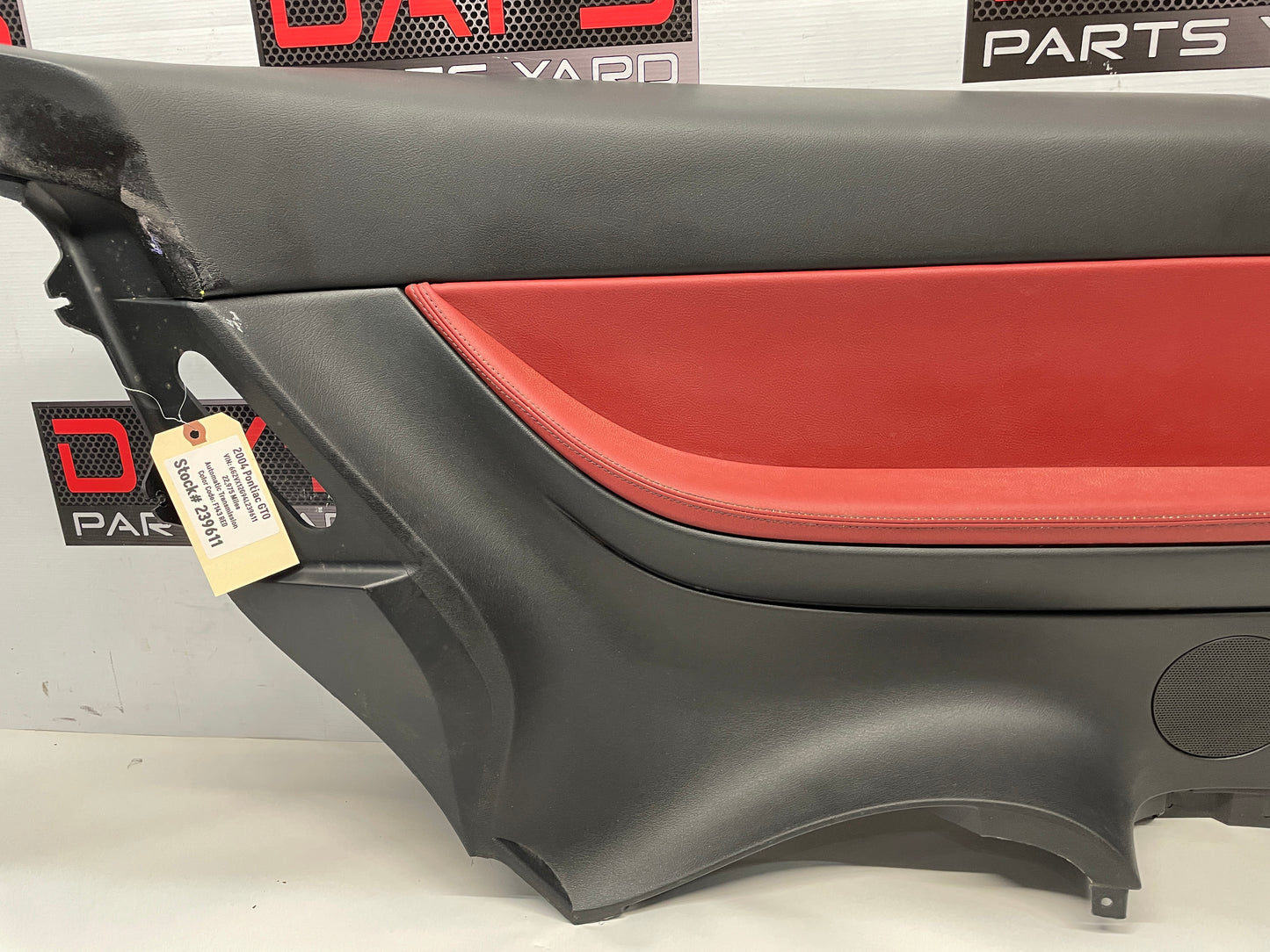 2004 Pontiac GTO LH Driver Rear Interior Door Quarter Panel Red/Black OEM - Day's Parts Yard