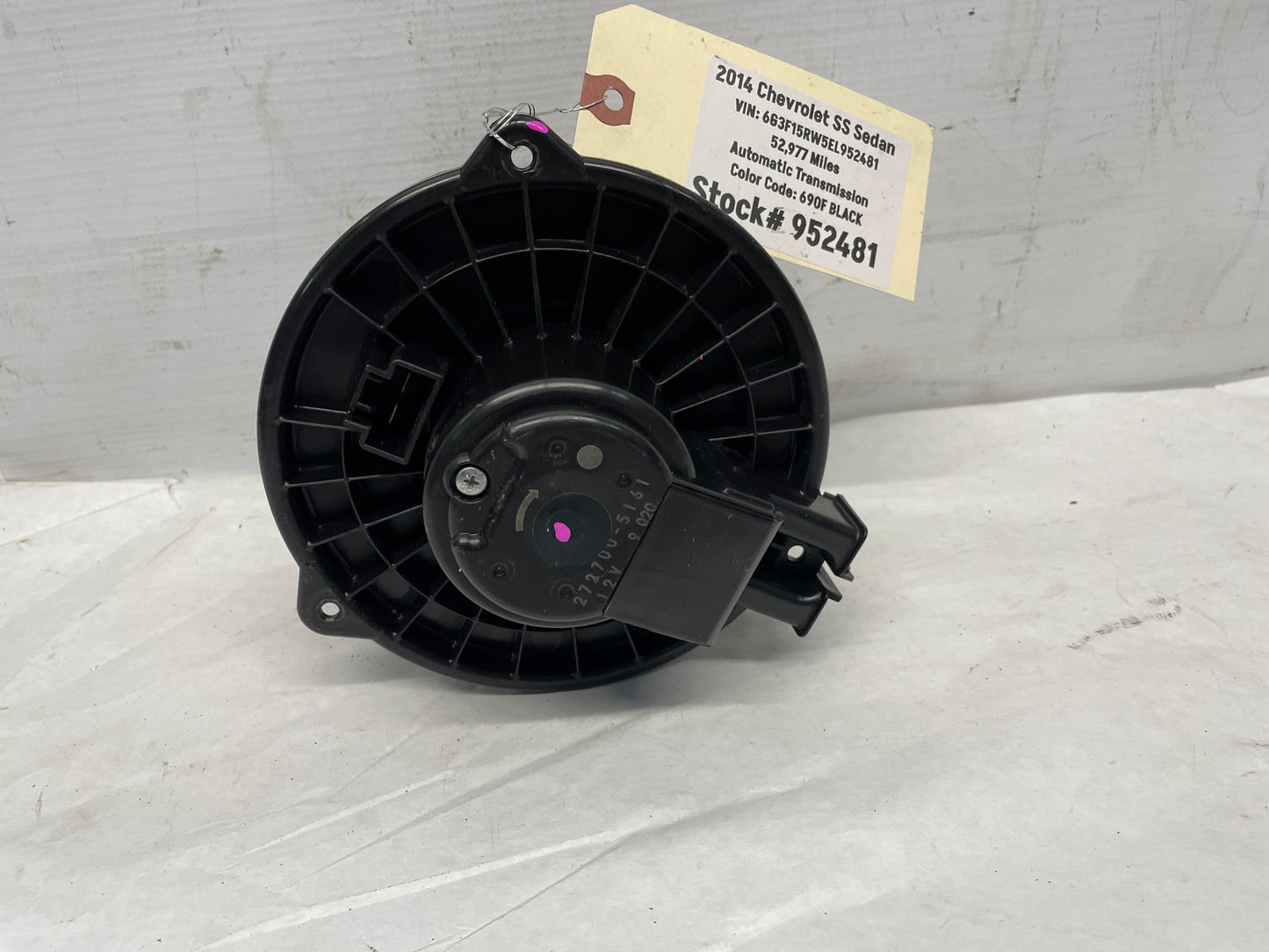 2014 Chevy SS Sedan HVAC Blower Motor OEM - Day's Parts Yard