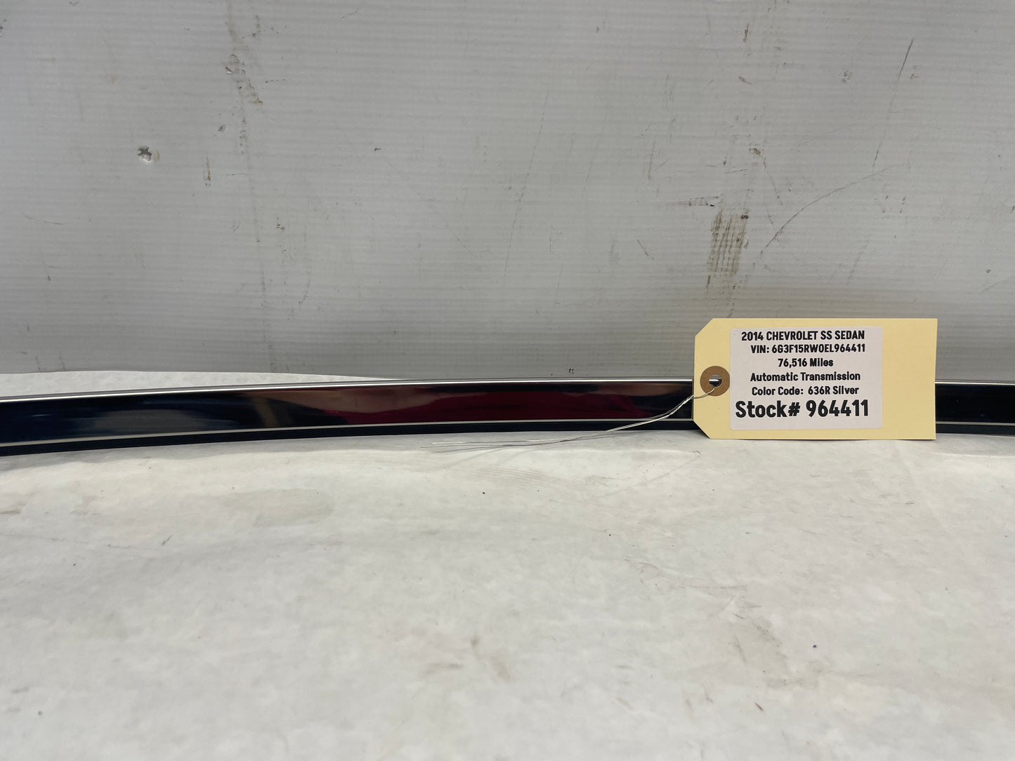 2015 Chevy SS Sedan LH Driver Door Roof Top Trim Molding OEM - Day's Parts Yard