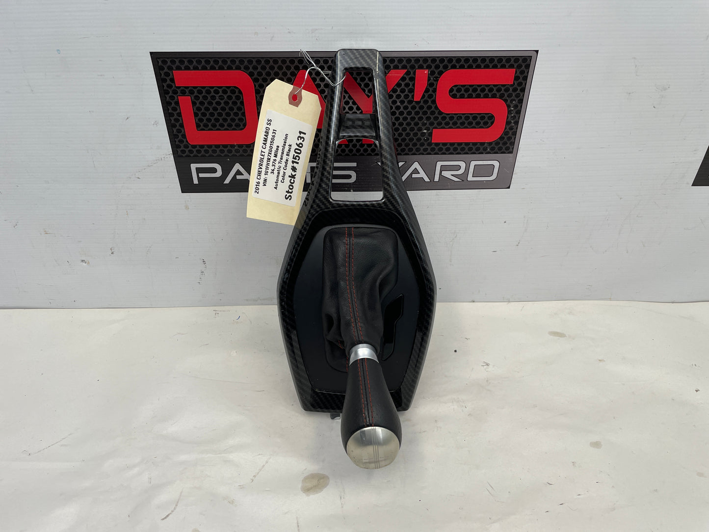 2016 Chevy Camaro SS Carbon Fiber Shifter Bezel Trim W/ Leather Boot and Knob - Day's Parts Yard