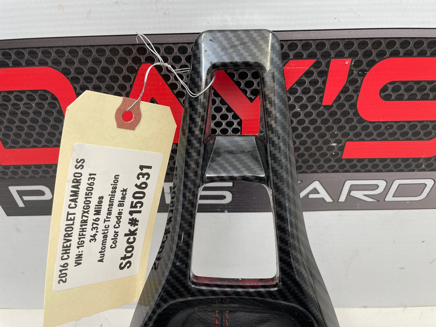 2016 Chevy Camaro SS Carbon Fiber Shifter Bezel Trim W/ Leather Boot and Knob - Day's Parts Yard