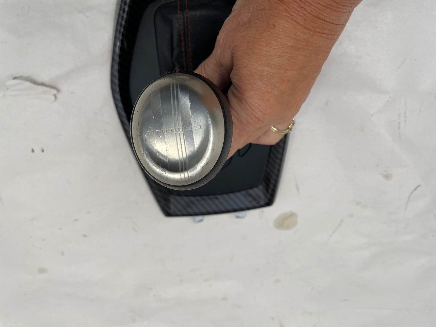 2016 Chevy Camaro SS Carbon Fiber Shifter Bezel Trim W/ Leather Boot and Knob - Day's Parts Yard