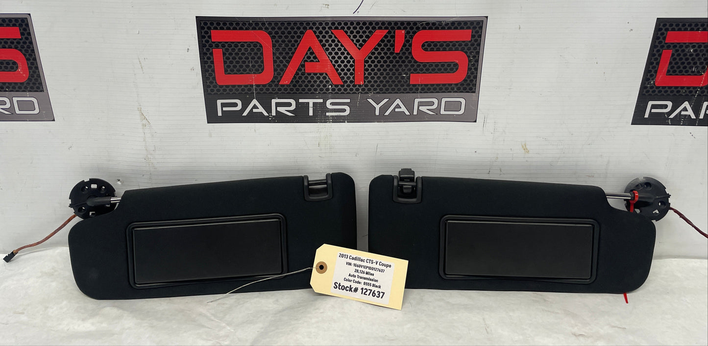 2013 Cadillac CTS-V Coupe Black RH & LH Sunvisor Sun Visor Set w/ Clips OEM - Day's Parts Yard