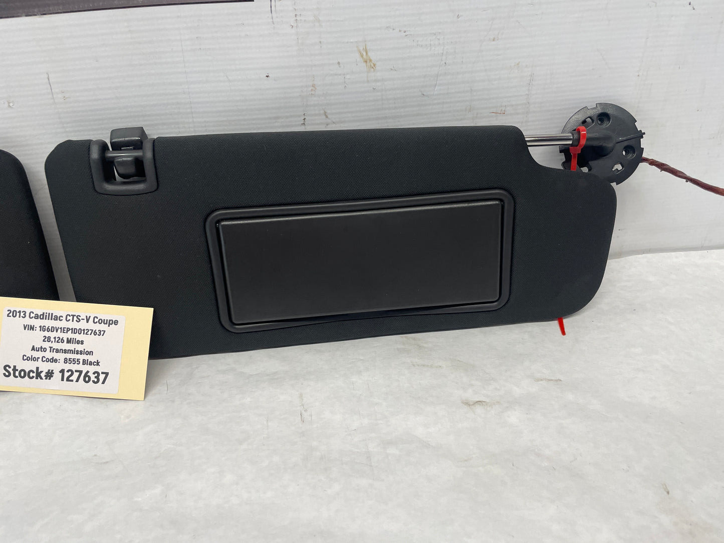 2013 Cadillac CTS-V Coupe Black RH & LH Sunvisor Sun Visor Set w/ Clips OEM - Day's Parts Yard