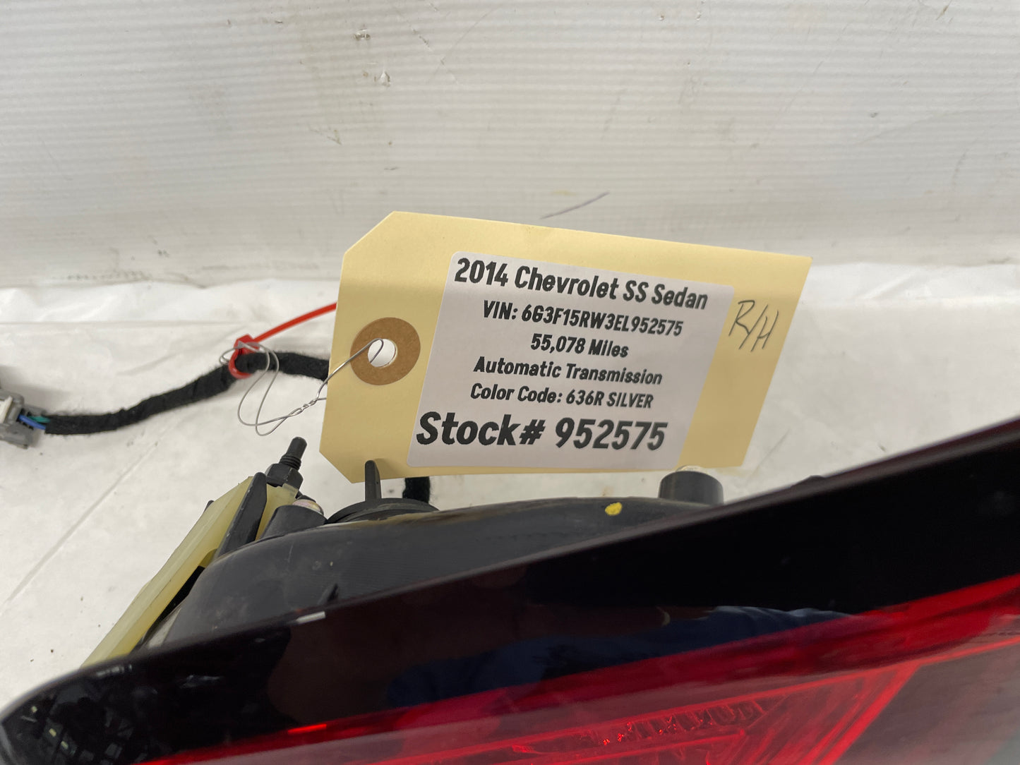 2014 Chevy SS Sedan RH Passenger Inner Tail Light Taillight Lamp OEM - Day's Parts Yard