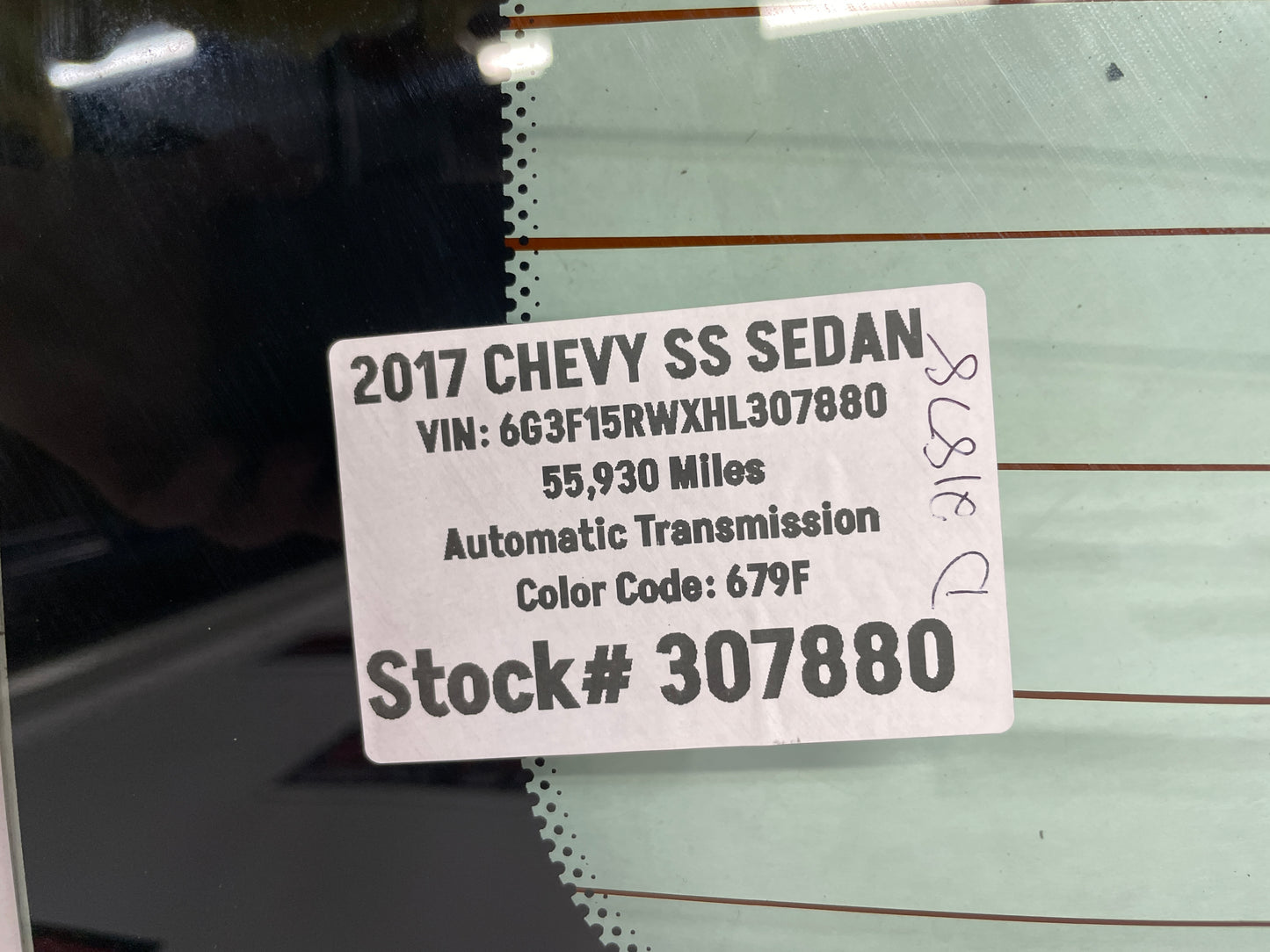 2017 Chevy SS Sedan Rear Back Glass Windshield Window OEM LOCAL PICK UP - Day's Parts Yard