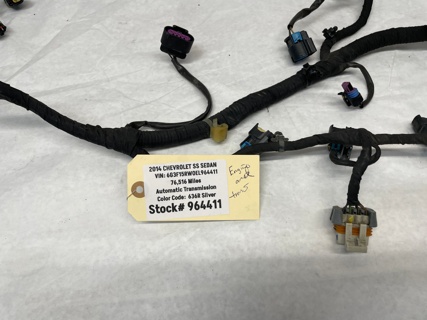 2014 Chevy SS Sedan Engine Motor Transmission Wire Wiring Harness OEM - Day's Parts Yard