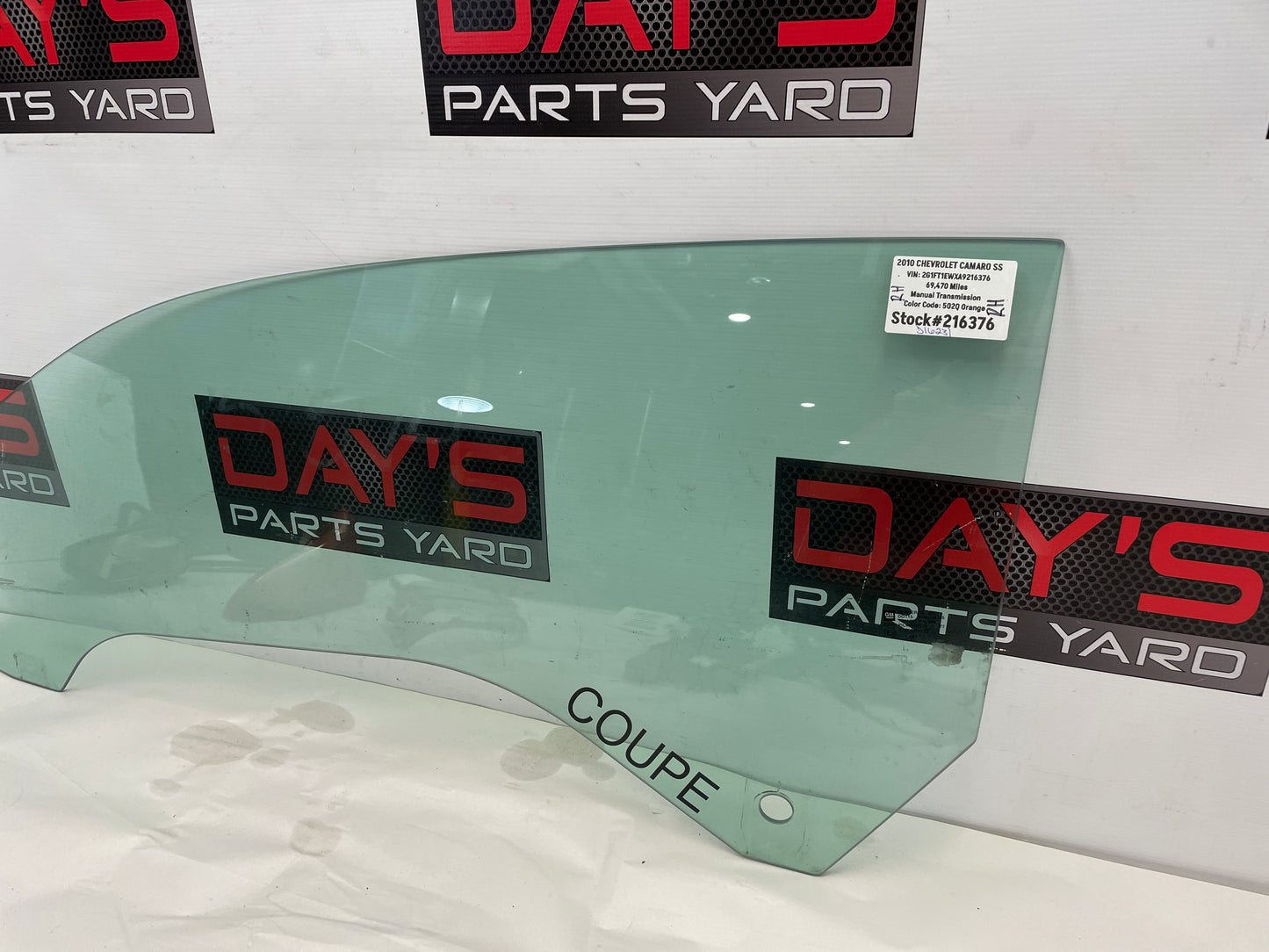 2010 Chevy Camaro SS RH Passenger Door Window Glass OEM - Day's Parts Yard