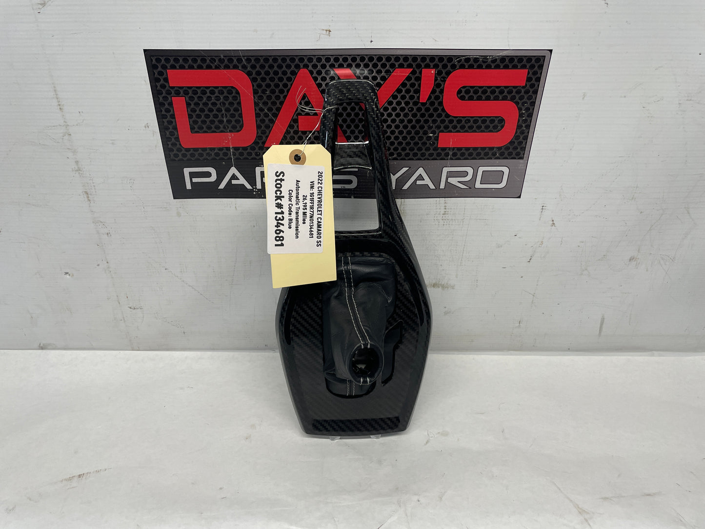 2022 Chevy Camaro SS Center Console Shifter Bezel Carbon Wrap Trim w/ Leather Boot OEM - Day's Parts Yard