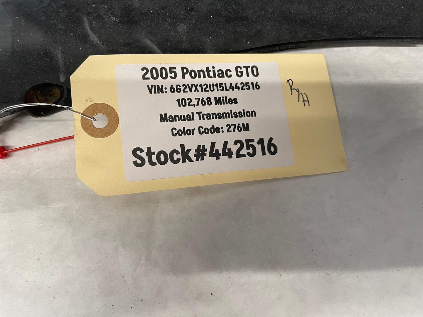 2005 Pontiac GTO RH Passenger Rear Wheel Fender Liner OEM - Day's Parts Yard