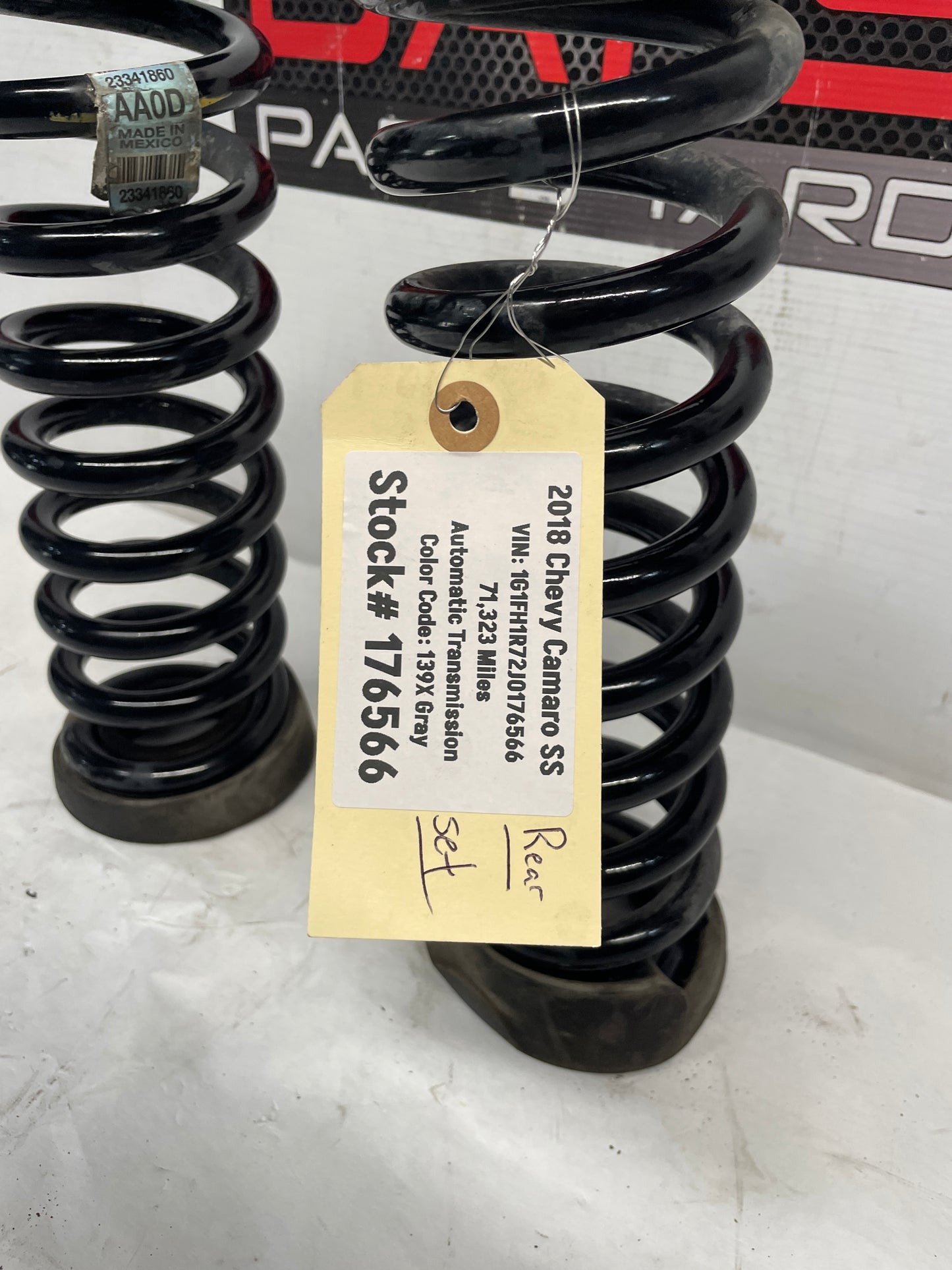 2018 Chevy Camaro SS Rear Coil Springs OEM - Day's Parts Yard