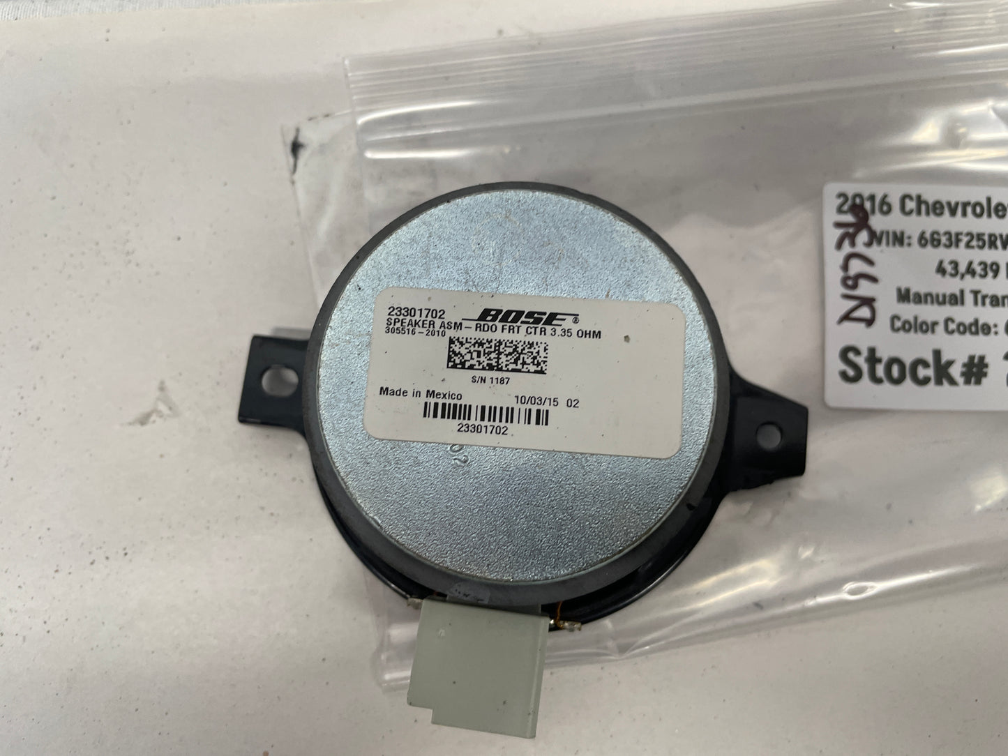 2016 Chevy SS Sedan Center Dashboard Radio Speaker OEM - Day's Parts Yard