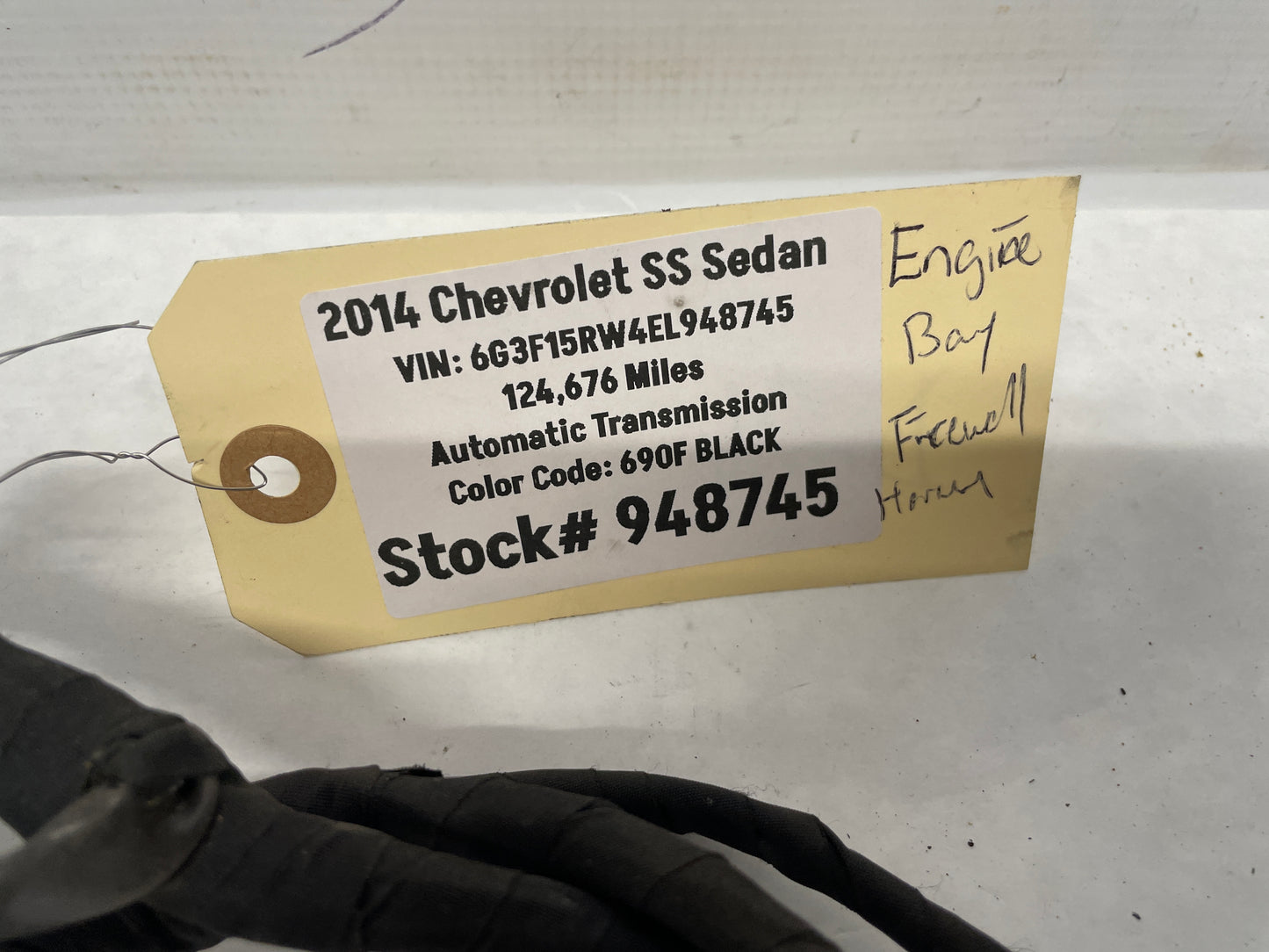 2014 Chevy SS Sedan Fire Wall Engine Bay Front Chassis Wire Wiring Harness OEM