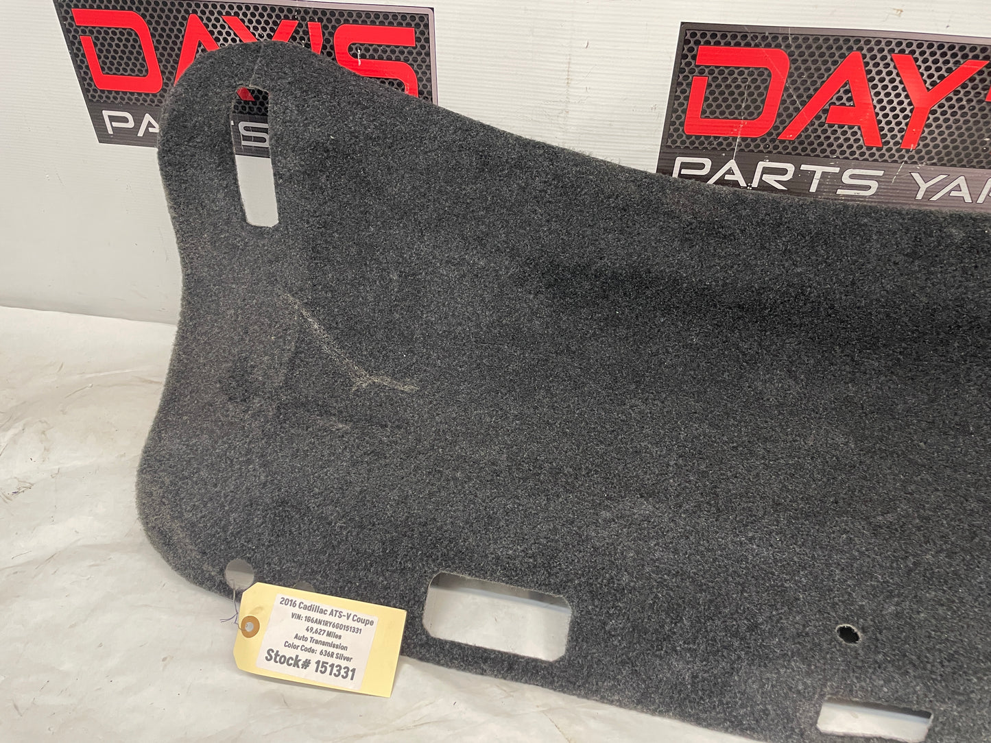 2016 Cadillac ATS-V Coupe Trunk Deck Lid Inner Compartment Carpet Liner Panel OEM - Day's Parts Yard