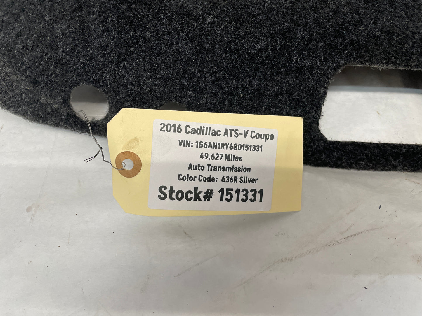 2016 Cadillac ATS-V Coupe Trunk Deck Lid Inner Compartment Carpet Liner Panel OEM - Day's Parts Yard