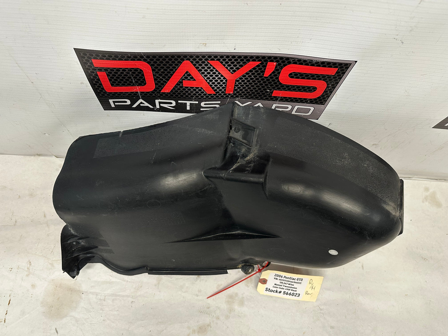 2006 Pontiac GTO RH Passenger Rear Wheel Fender Liner OEM - Day's Parts Yard