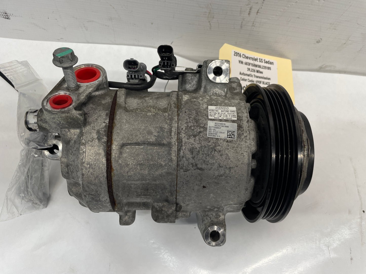 2016 Chevy SS Sedan AC A/C Compressor Air Conditioner OEM - Day's Parts Yard