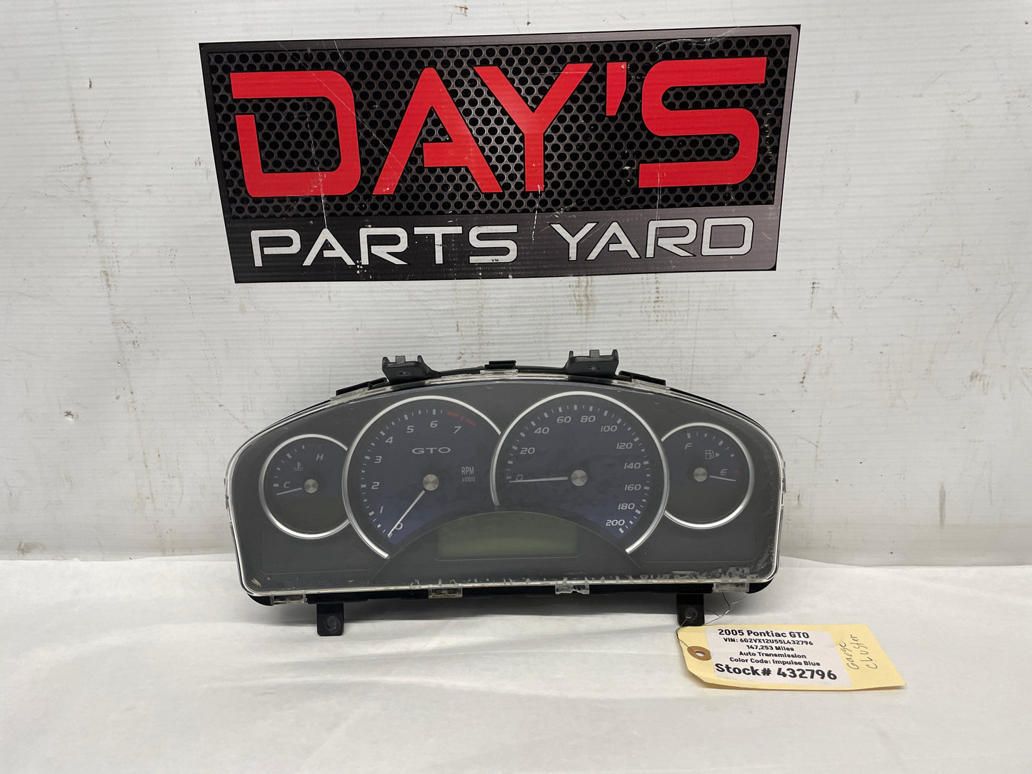 2005 Pontiac GTO Gauge Cluster Speedometer Blue OEM - Day's Parts Yard