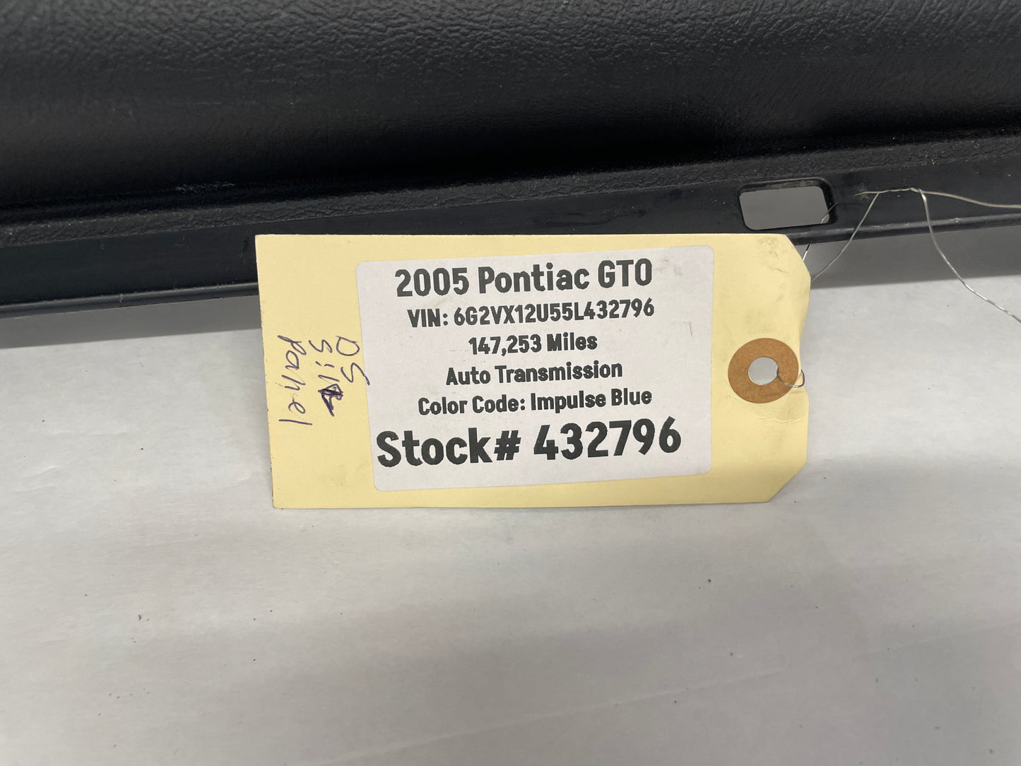 2005 Pontiac GTO LH Driver Interior Sill Carpet Retainer Trim Cover Panel OEM - Day's Parts Yard
