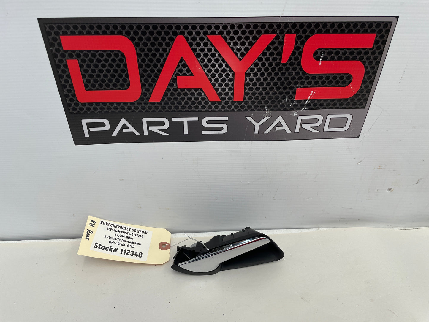 2015 Chevy SS Sedan Rear RH Passenger Interior Door Handle OEM - Day's Parts Yard