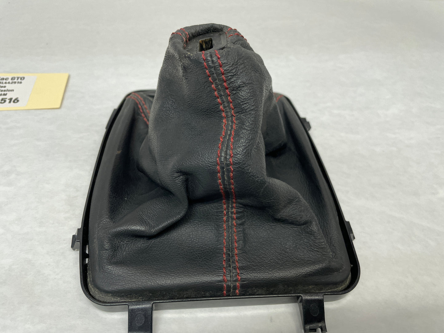 2005 Pontiac GTO Black Leather Shifter Boot Red Stitching OEM - Day's Parts Yard