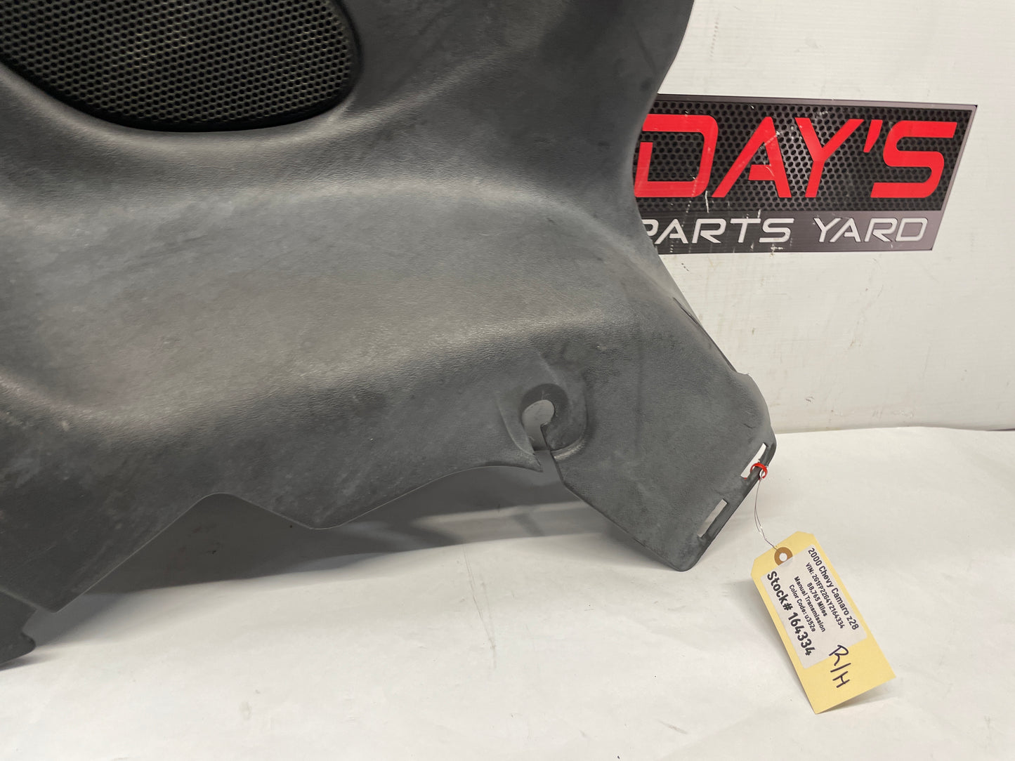 2000 Chevy Camaro Z28 RH Passenger Rear Interior Quarter Trim Panel Black Ebony OEM - Day's Parts Yard