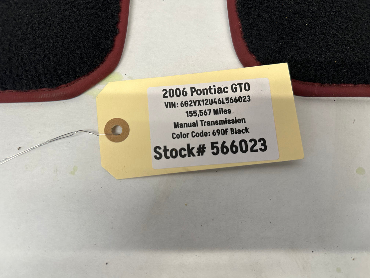 2006 Pontiac GTO RH & LH Rear Mats Red Trim OEM - Day's Parts Yard