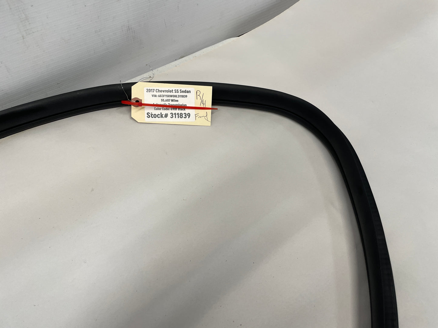 2017 Chevy SS Sedan RH Passenger Front Door Rubber Weather Strip OEM - Day's Parts Yard