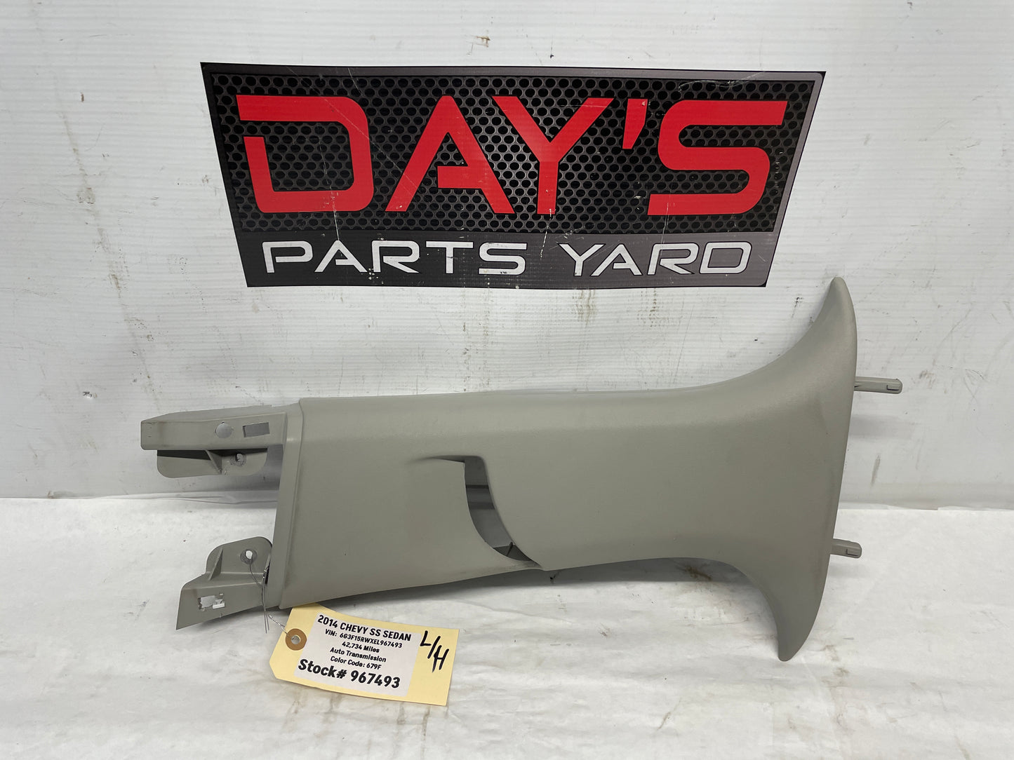 2014 Chevy SS Sedan LH Driver Interior B Center Pillar Seat Belt Trim Panel OEM - Day's Parts Yard