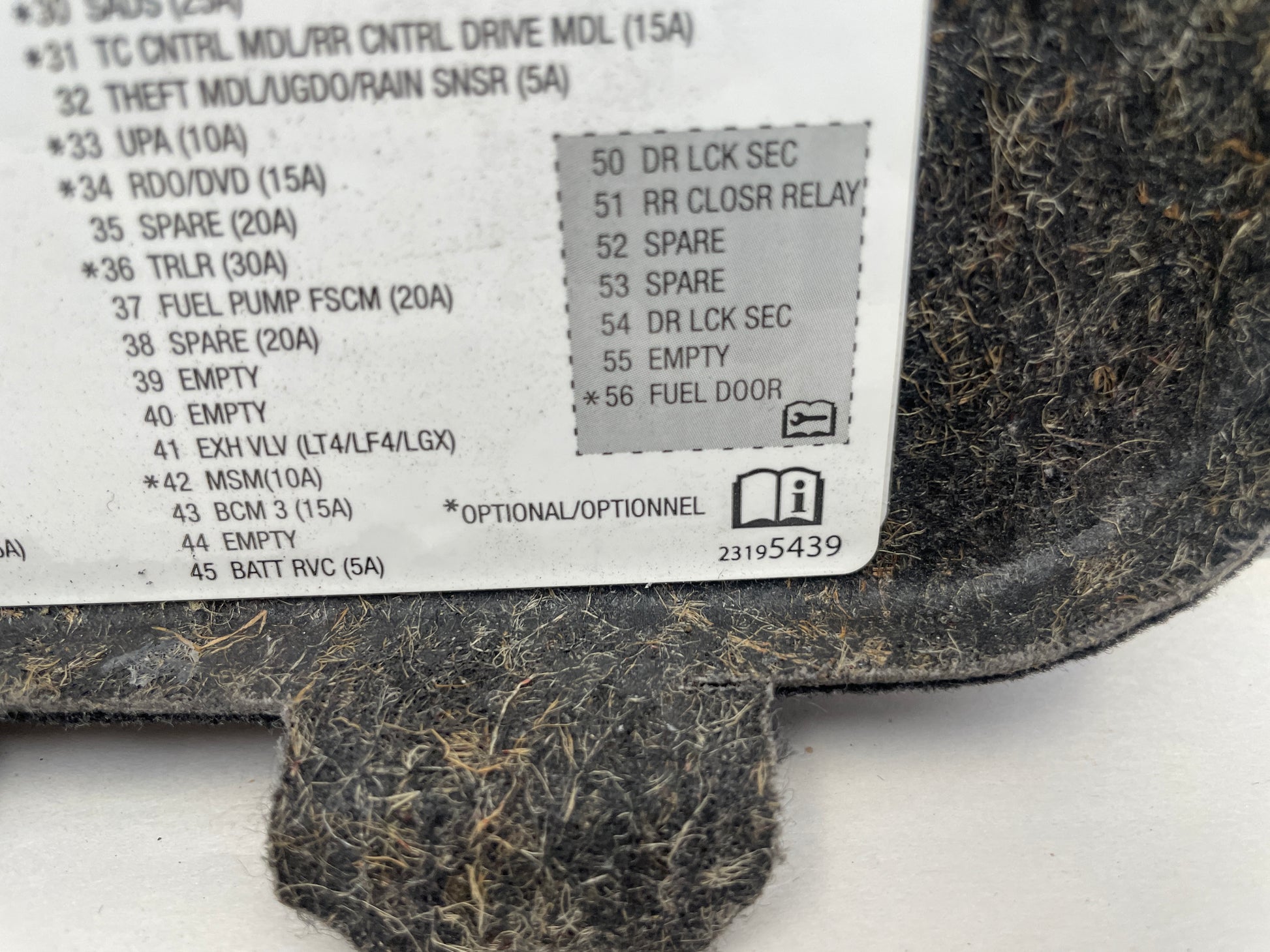 2018 Cadillac CTS-V Fuse Box Interior Cover OEM - Day's Parts Yard