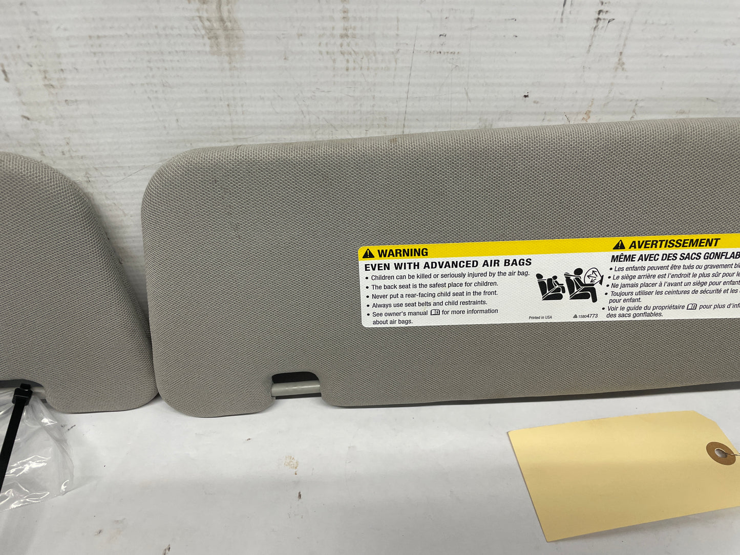 2016 Chevy SS Sedan RH & LH Sun Visor Sunvisor Shade Set w/ Clips OEM - Day's Parts Yard