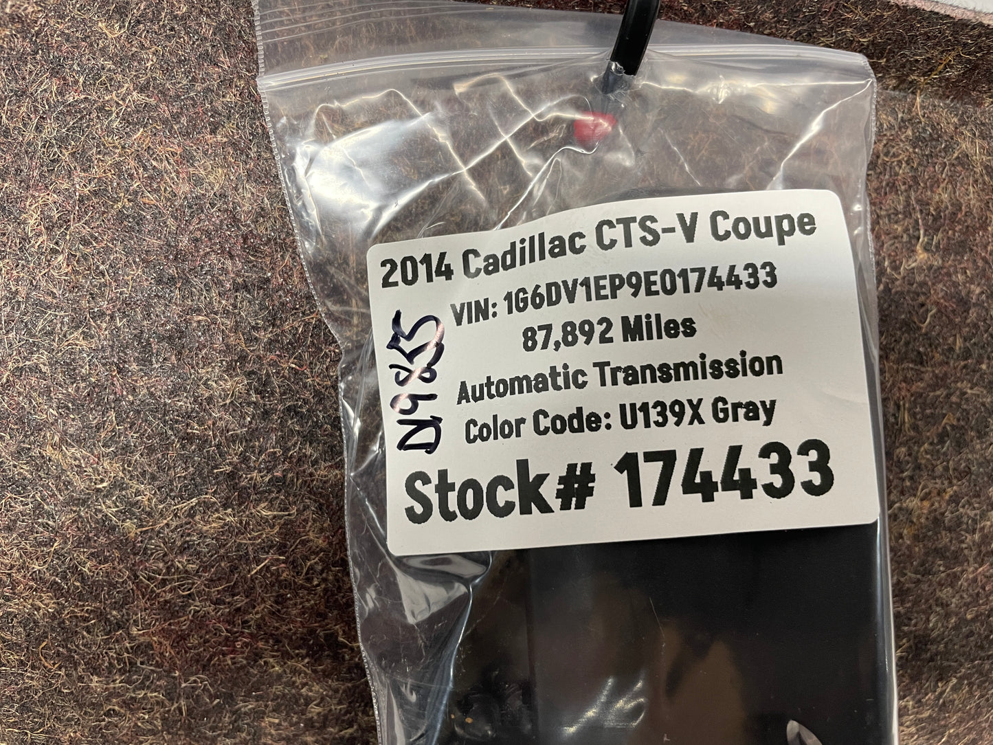 2014 Cadillac CTS-V Coupe Trunk Deck Lid Liner Carpet Felt OEM - Day's Parts Yard