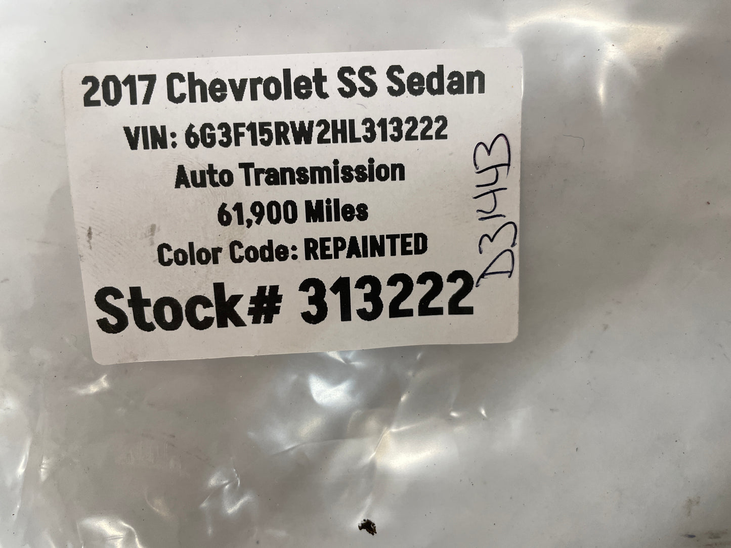 2017 Chevy SS Sedan Trunk Storage Cargo Net OEM - Day's Parts Yard