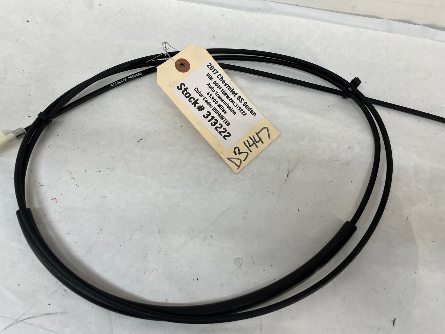 2017 Chevy SS Sedan Trunk Deck Lid Cargo Release Cable OEM - Day's Parts Yard