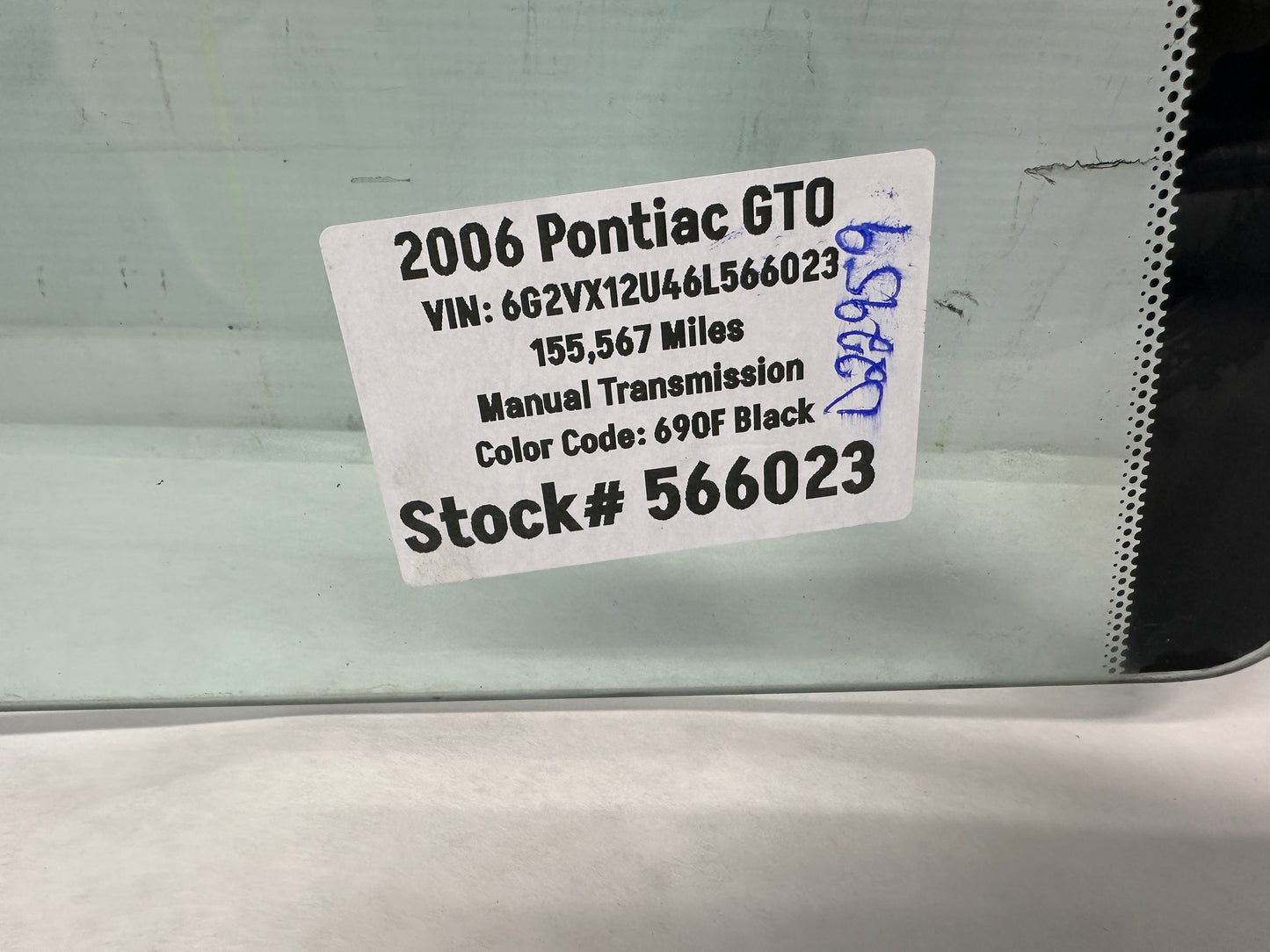 2006 Pontiac GTO RH Passenger Front Door Window Glass OEM - Day's Parts Yard