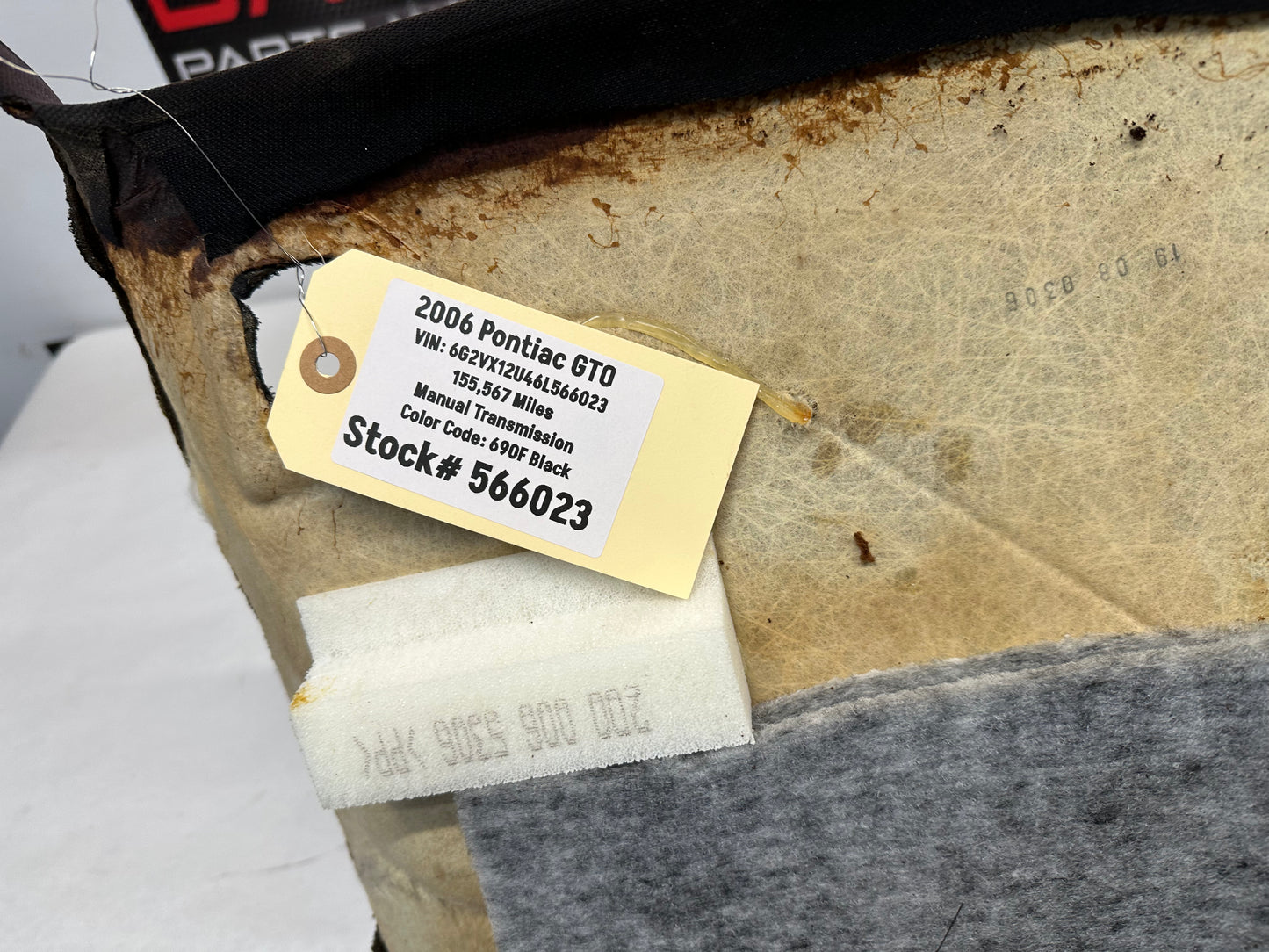 2006 Pontiac GTO Headliner Head Liner Ebony OEM - Day's Parts Yard