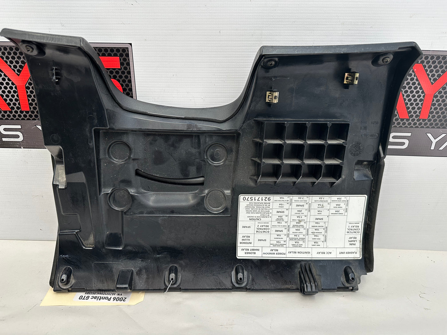 2006 Pontiac GTO Black Suede Knee Bolster Fuse Cover OEM - Day's Parts Yard
