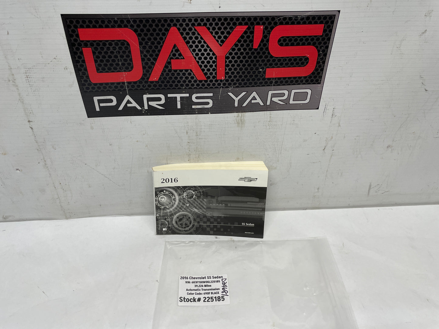 2016 Chevy SS Sedan Owners Manual Book Booklet OEM - Day's Parts Yard