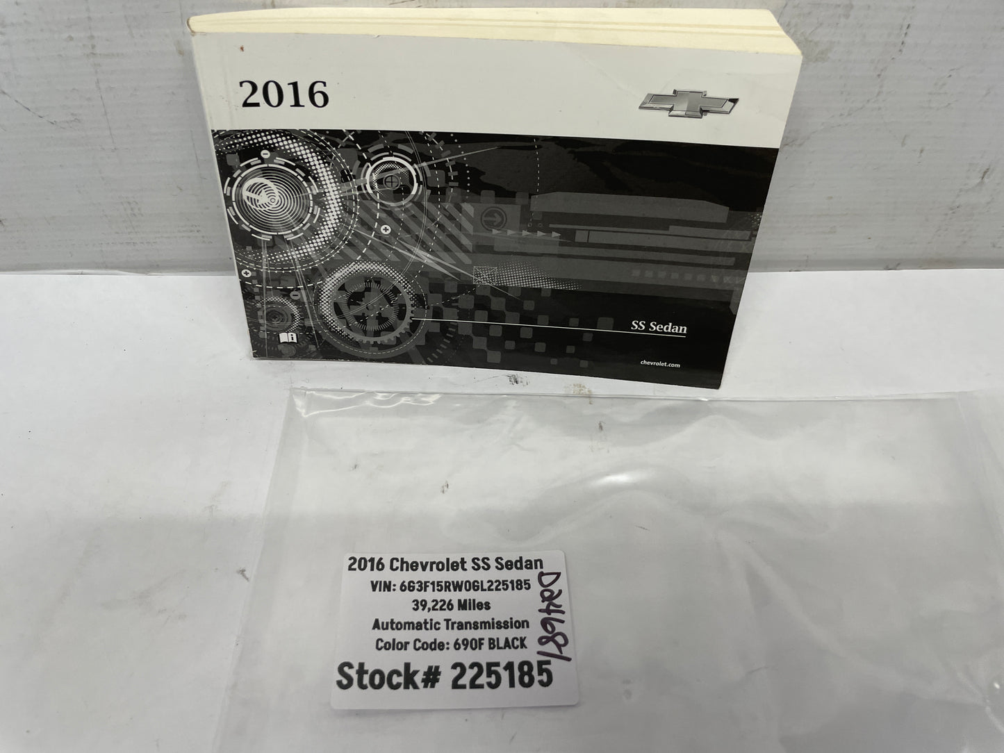 2016 Chevy SS Sedan Owners Manual Book Booklet OEM - Day's Parts Yard