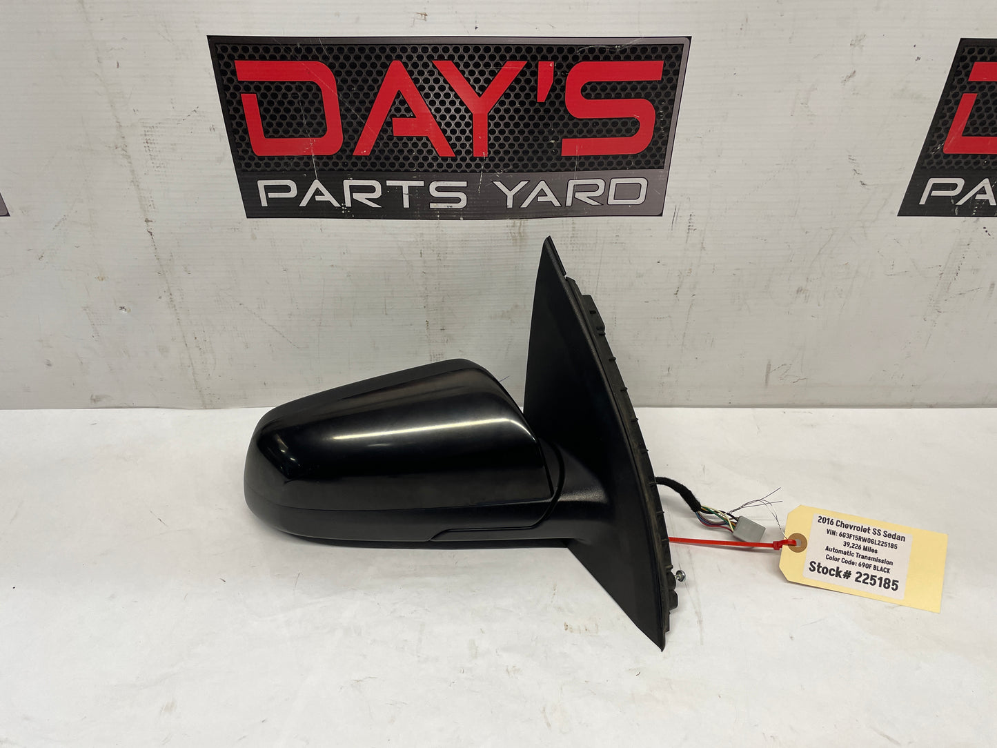 2016 Chevy SS Sedan RH Passenger Exterior Out Side Mirror Black OEM - Day's Parts Yard