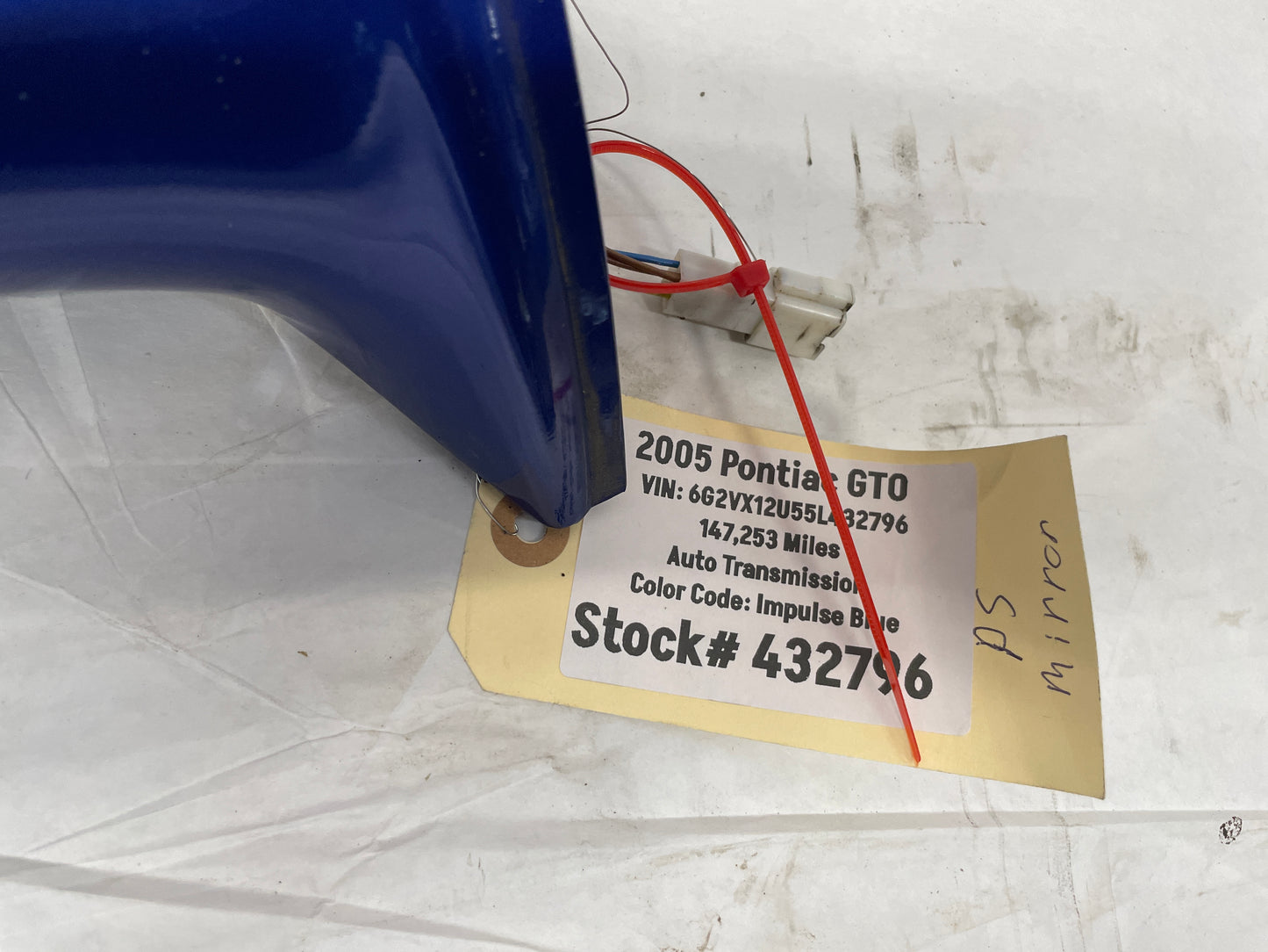 2005 Pontiac GTO RH Passenger Exterior Side Mirror OEM - Day's Parts Yard