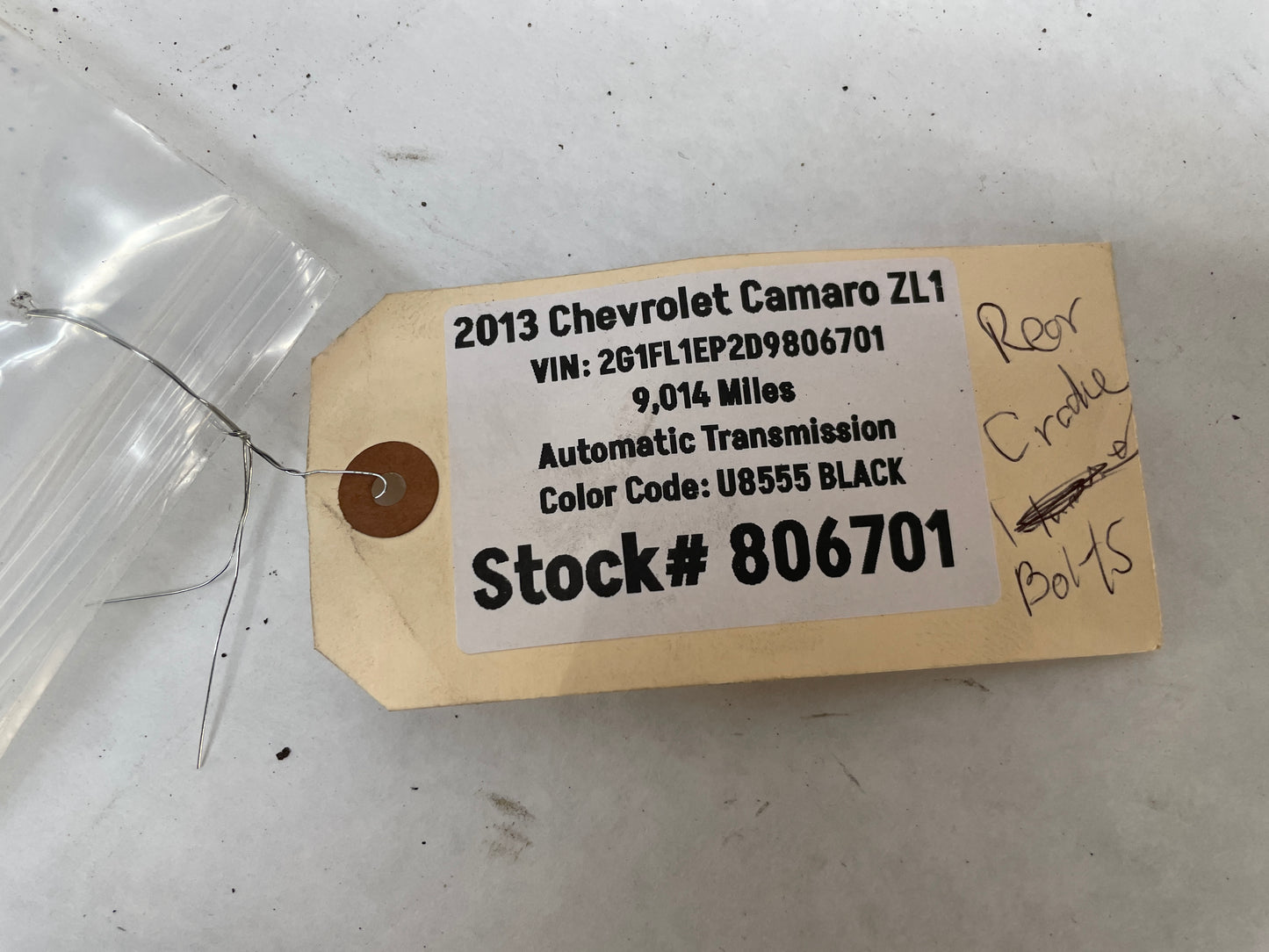 2013 Chevy Camaro ZL1 Rear Suspension Cradle K Member Bolts Hardware OEM - Day's Parts Yard