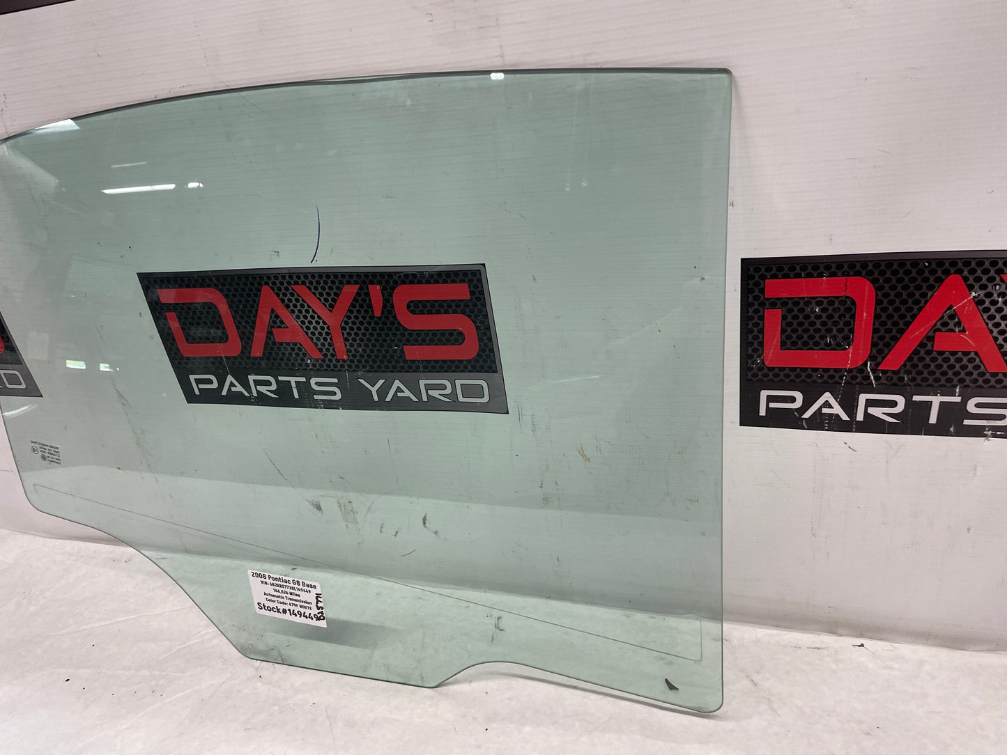 2008 Pontiac G8 Base LH Driver Rear Door Window Glass OEM - Day's Parts Yard