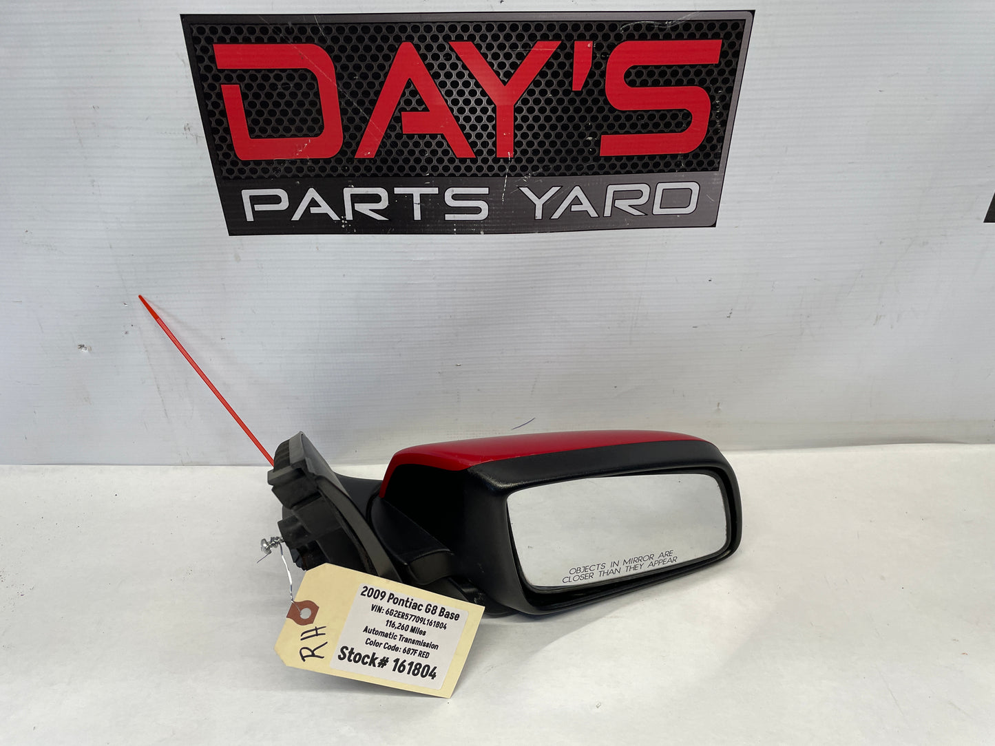 2009 Pontiac G8 RH Passenger Exterior Side Door Mirror OEM - Day's Parts Yard